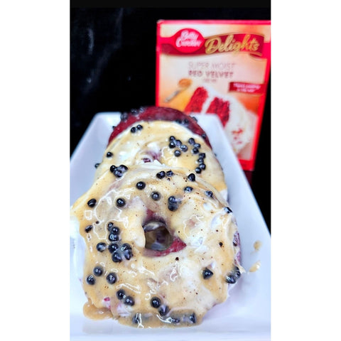 White chocolate dipped Red Velvet donut recipe