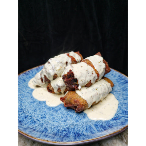 Crab and Spinach Alfredo Eggrolls
