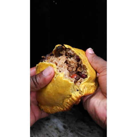 Jerk oxtail plantain patty rice & Peas recipe