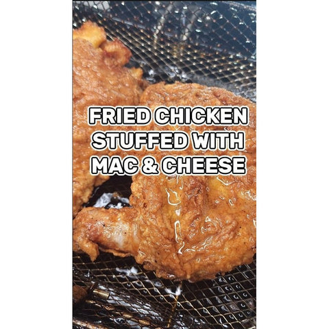 Fried Chicken Stuffed With Mac & Cheese Collard Greens