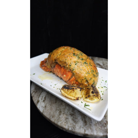 Gouda Crab Cake Stuffed Lobster with Garlic Butter recipe