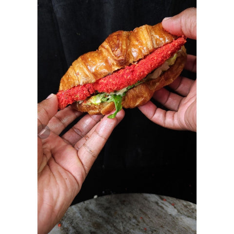 Dorito Fried Chicken Caesar Croissant Sandwich - ChefKennyeats