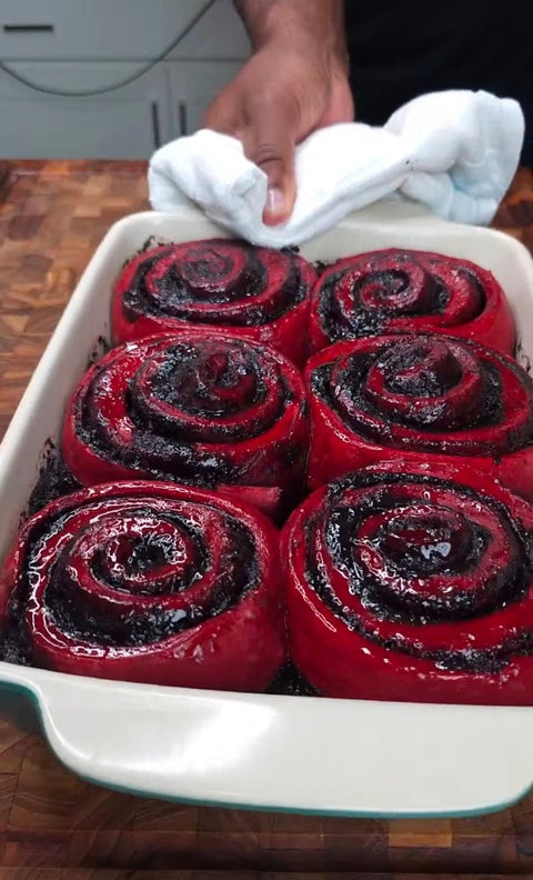 Giant Red Velvet Oreo Cinnamon Rolls with Vanilla Bean Frosting Recipe - ChefKennyeats