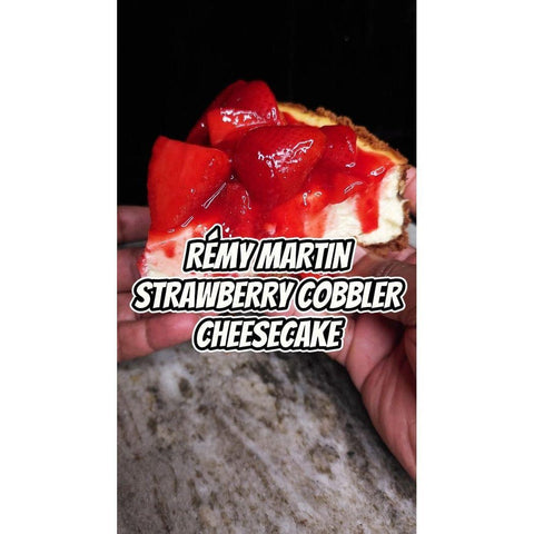 Remy Martin Strawberry Cobbler Cheesecake - ChefKennyeats