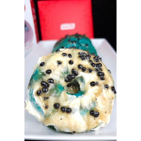 White chocolate dipped Cookie monster Donuts Recipe - ChefKennyeats