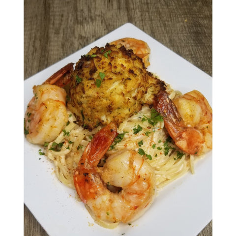Crab Cake and Shrimp Alfredo Recipe - ChefKennyeats