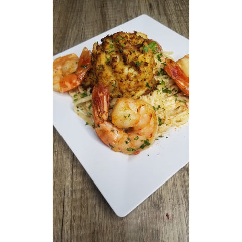 Crab Cake and Shrimp Alfredo Recipe - ChefKennyeats